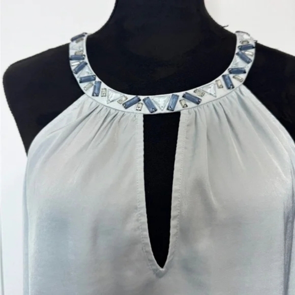 BCBGMaxAzria Light Blue Racerback Halter Top - Picture 3 of 8